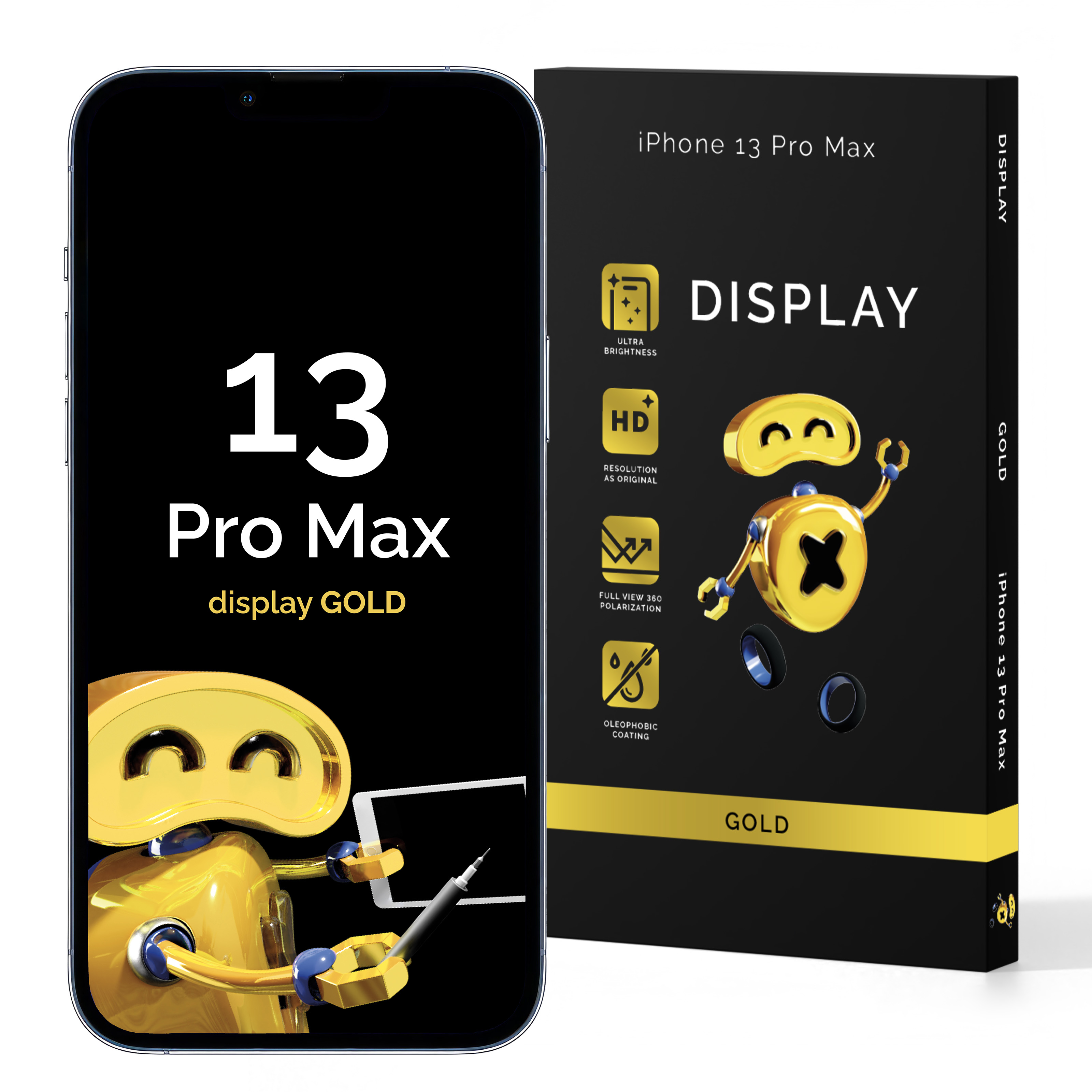 Display Hard Oled per Apple iPhone 13 Pro Max Nero Qualità Eccellente GOLD